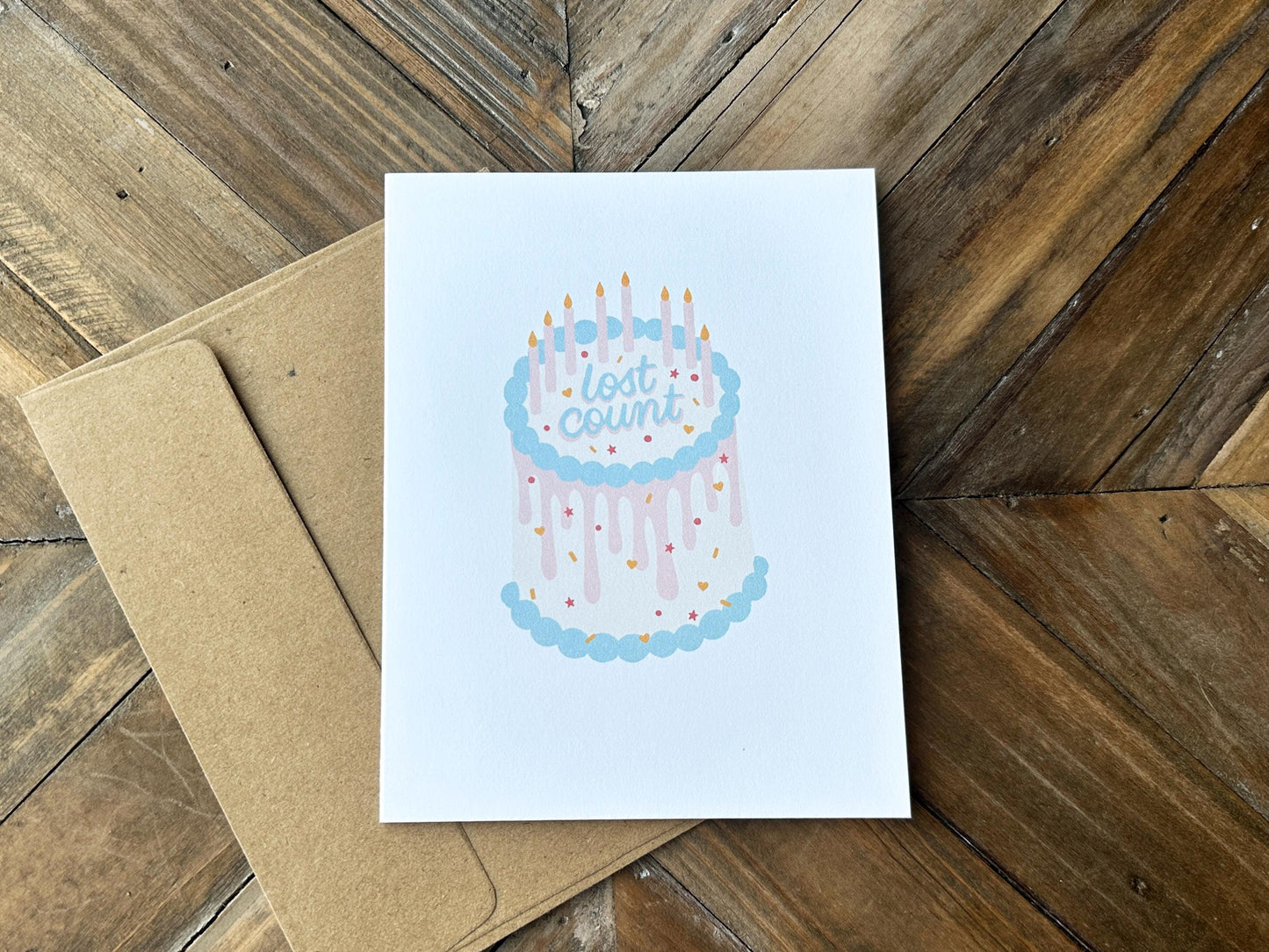 Lost Count Birthday Card, Funny Greeting Cards, Pastel Aesthetic