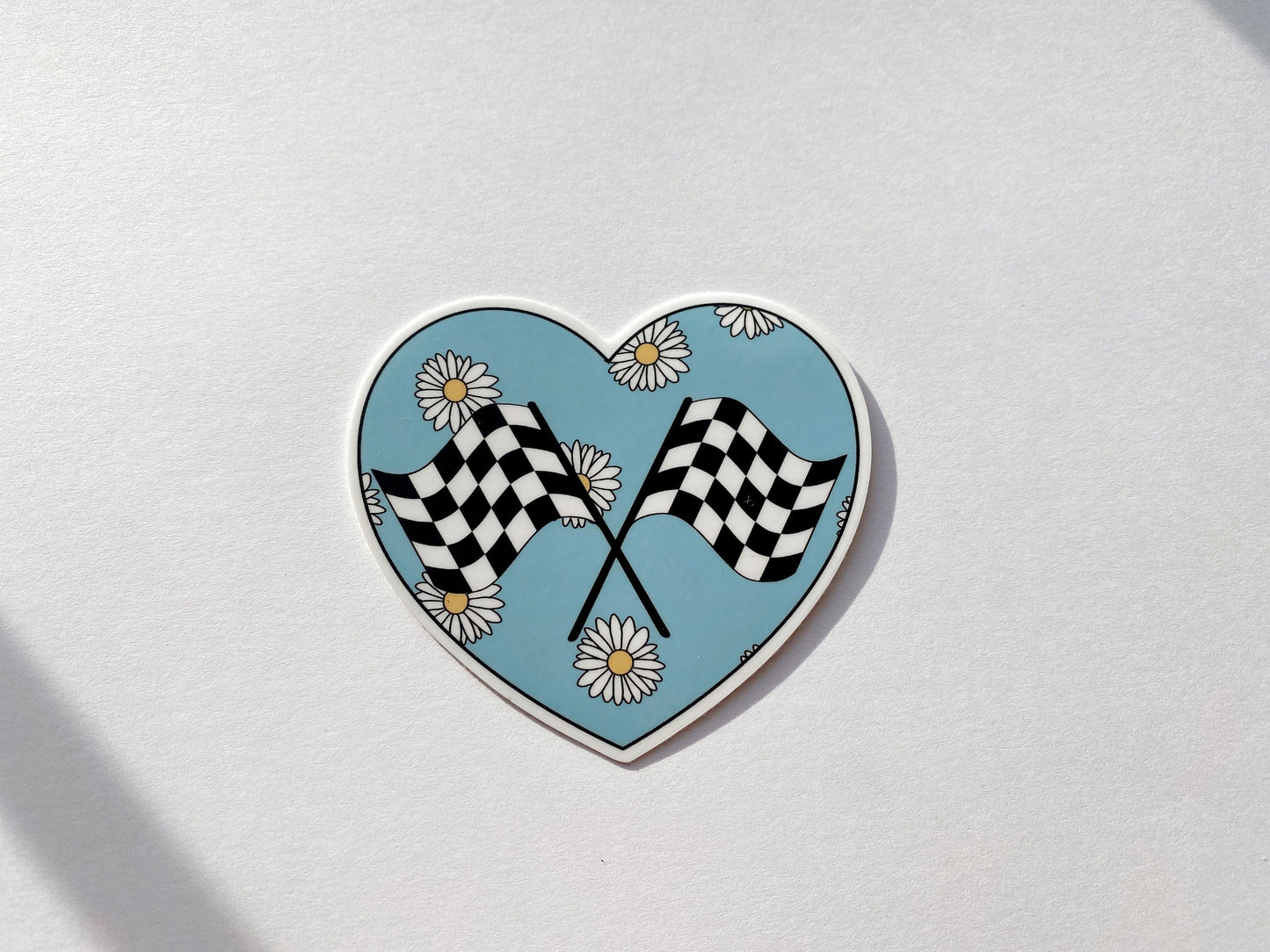 Racing Flags Sticker, Drift, Floral Car Accessories , Girly Racer Gift, Race Life, Women's Car, Laptop
