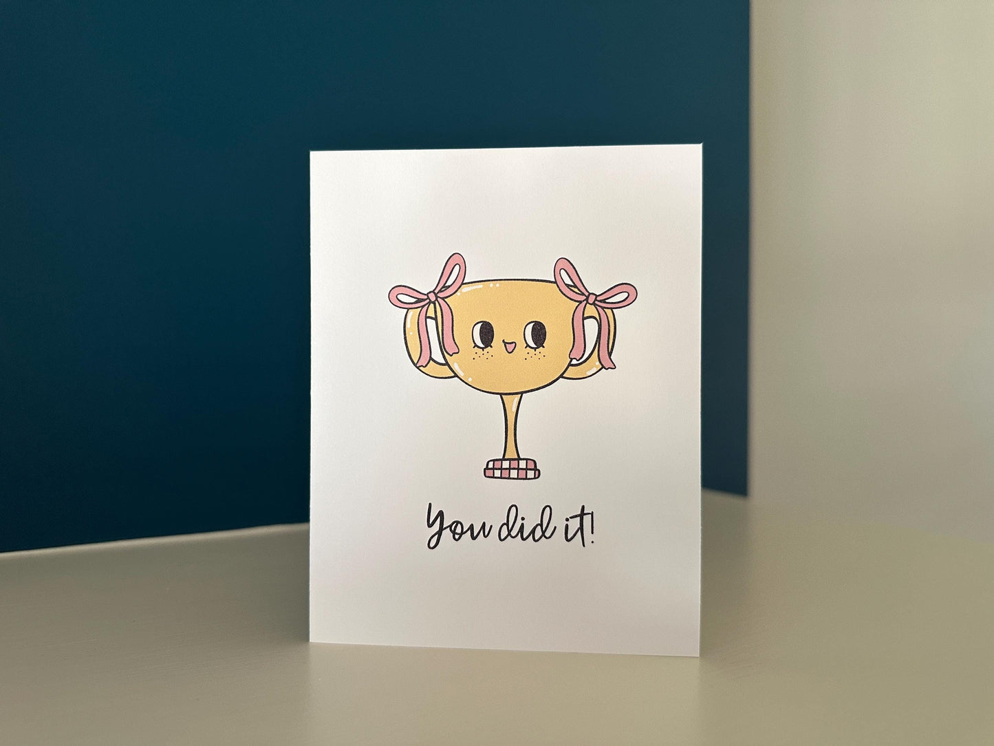 You Did It Trophy Greeting Card, Congratulations on your Accomplishment
