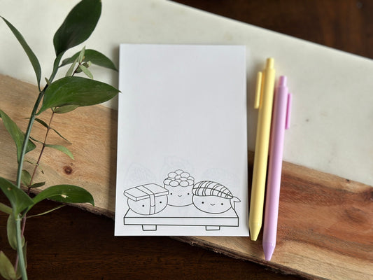 Sushi Lover Notepad, Stress Relief Gift, Adult Coloring Pages, Desk Accessories, ADHD Tool, Kawaii Stationery
