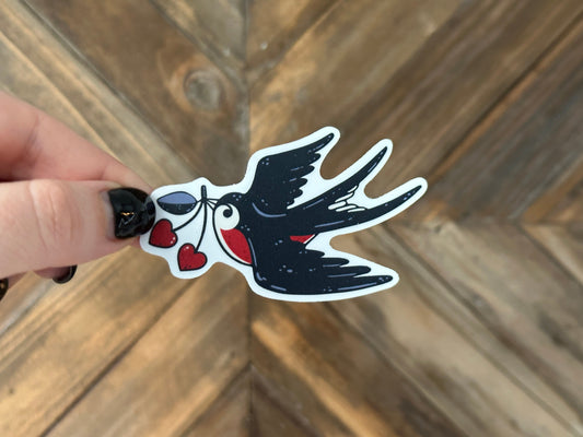 Sparrow Sticker, Traditional Tattoo Inspired, Swallow Tattoo, Gift, Tattoed Mom, Phone Sticker, 90's Aesthetic