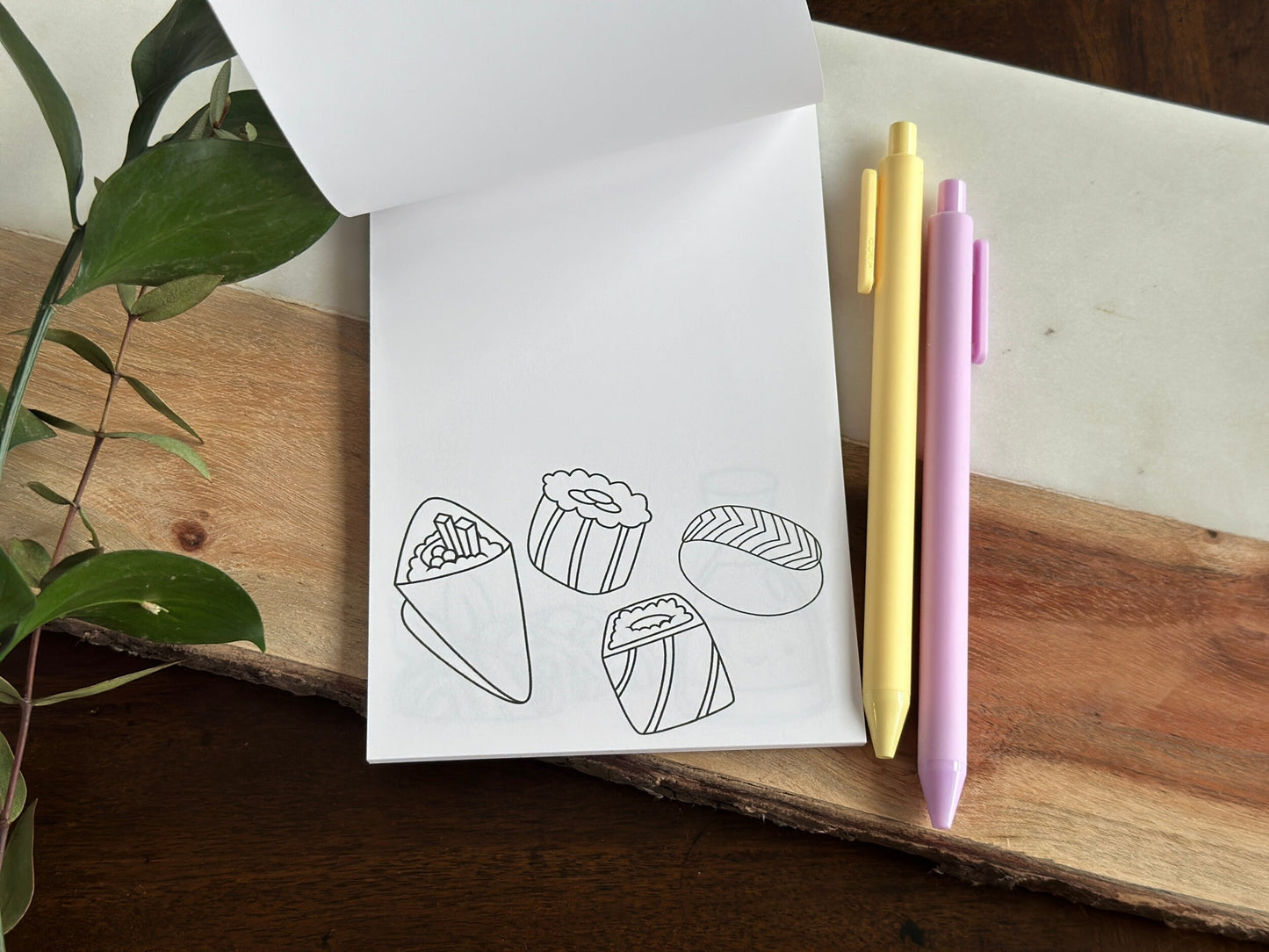 Sushi Lover Notepad, Stress Relief Gift, Adult Coloring Pages, Desk Accessories, ADHD Tool, Kawaii Stationery