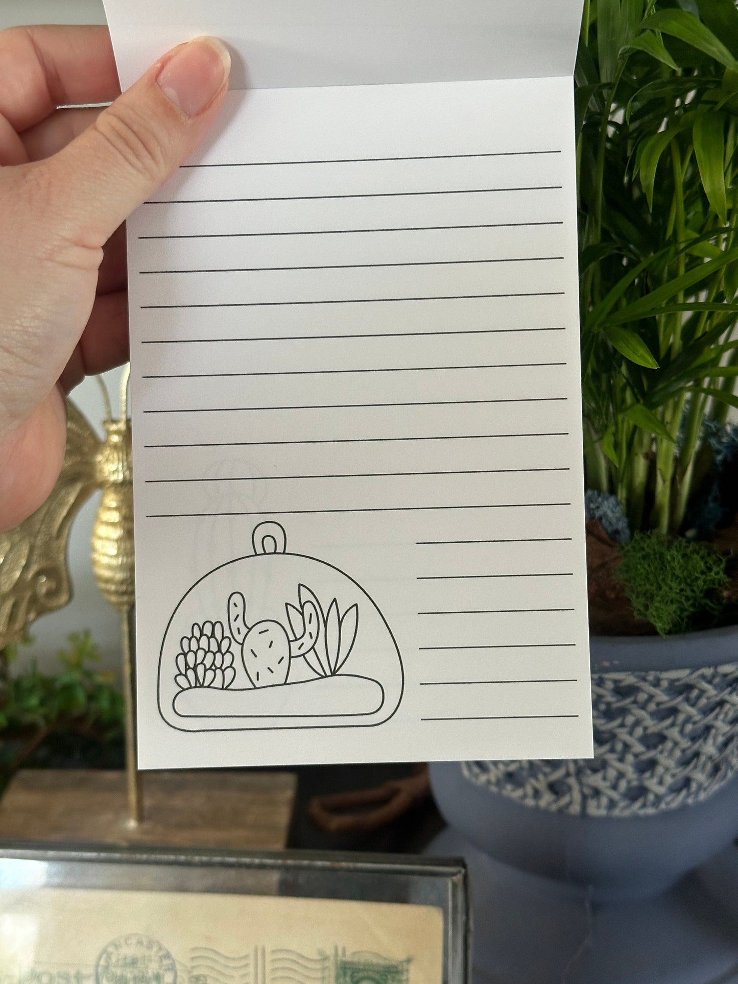Plant Lover Doodle Notepad, Terrarium, Houseplant Coloring Pages, Intentional Fidgeting