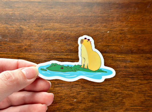 Capybara Sticker, Funny Decal, Capibara and Crocodile, Memes