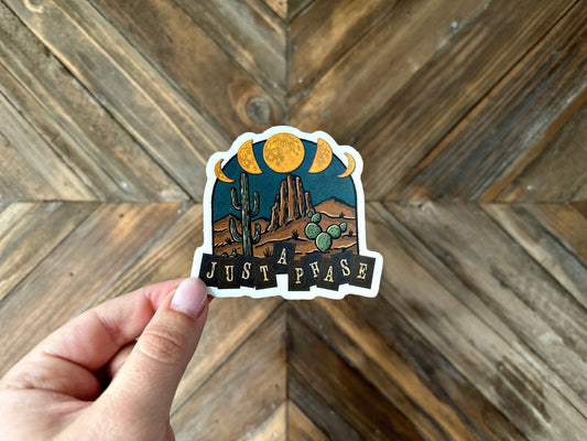 Just a Phase, Western Sticker, Moon Phases, Rustic Decal, Desert Vibes, Cowboy