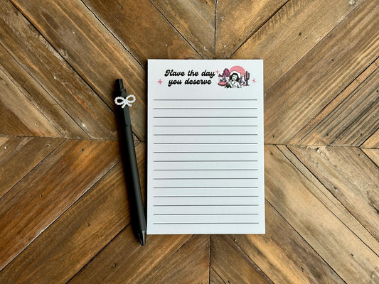 Have the day you deserve notepad, Retro Western Themed Stationery