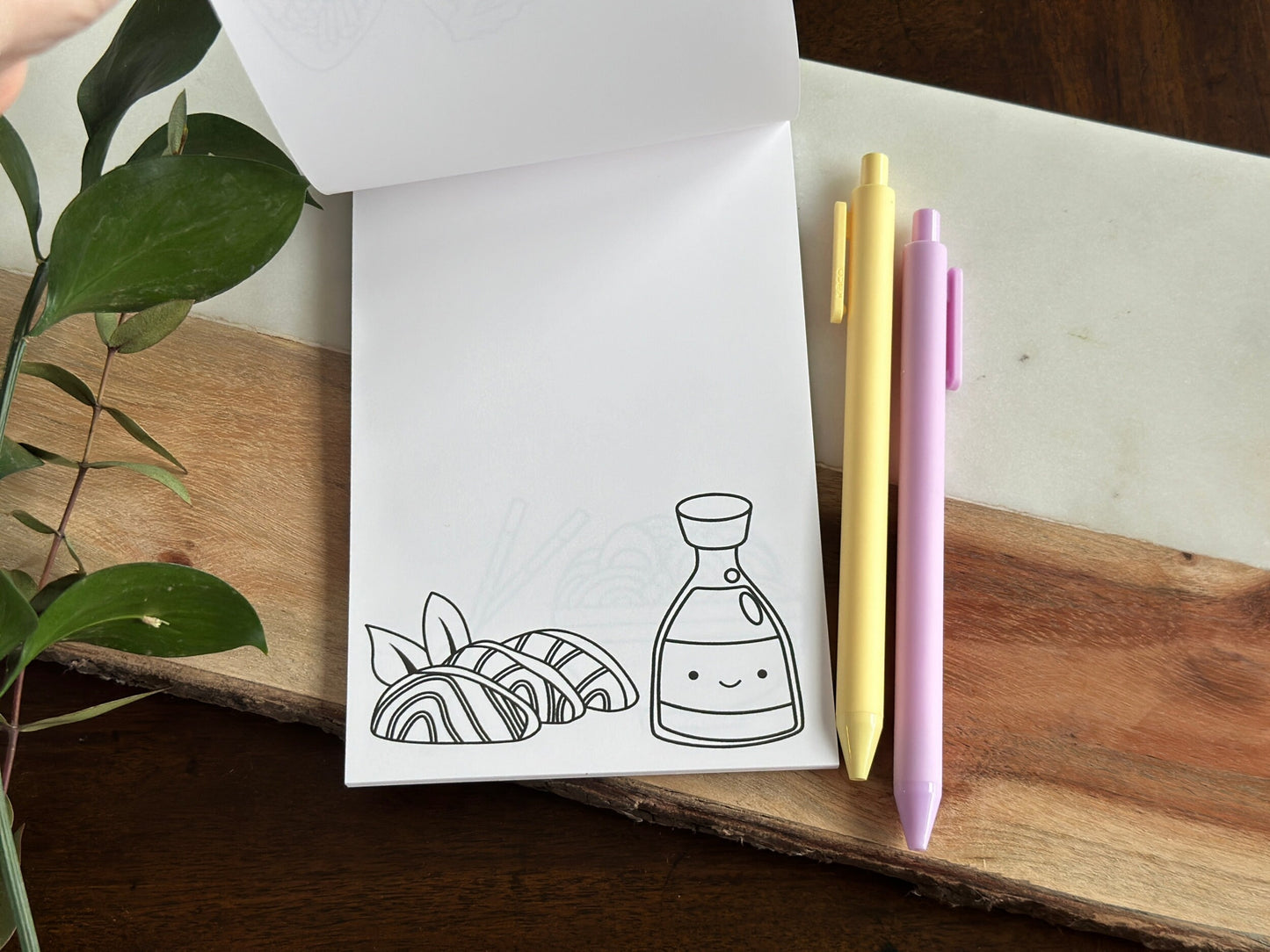 Sushi Lover Notepad, Stress Relief Gift, Adult Coloring Pages, Desk Accessories, ADHD Tool, Kawaii Stationery