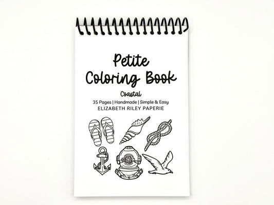Mini Coloring Book, Coastal Coloring Pages, Nautical Themed, Travel Sized, Beach Lover Gift, Party Favor