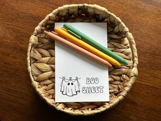 Ghost Doodle Notepad, Stress Relief Gift, Adult Coloring Pages, Desk Accessories, ADHD Tool, Stationery