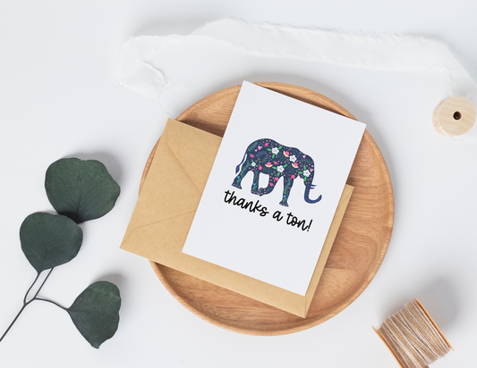 Thanks a Ton Elephant Greeting Card